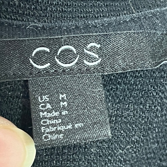 COS Black Colorblock Mixed Material Long Sleeve Shirt - Picture 11 of 13